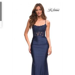 La femme gown size 2, navy blue, worn once